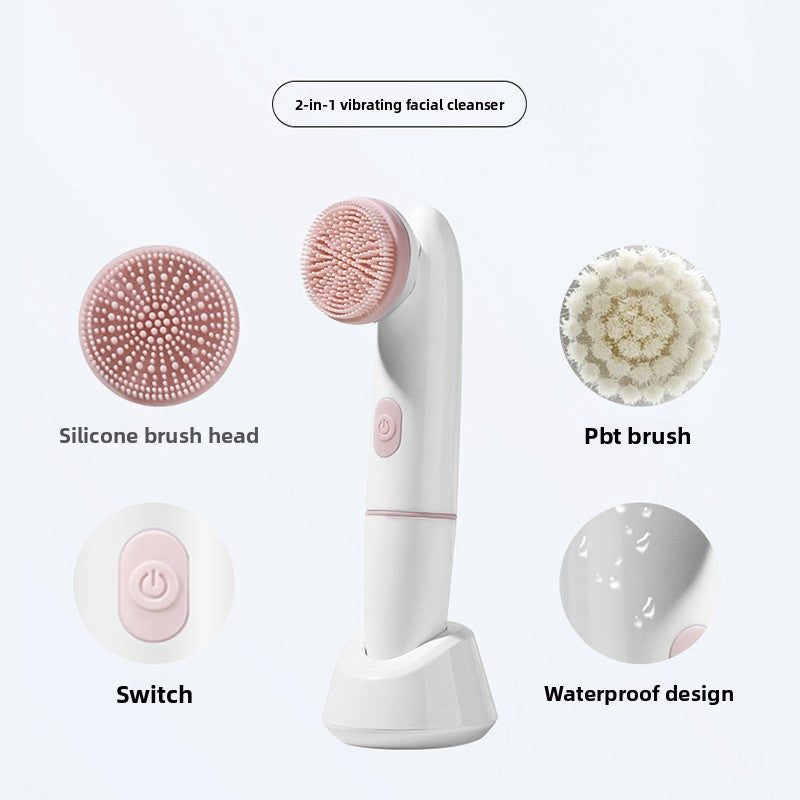 Electric Sonic Facial Cleansing Brush with Silicone Head